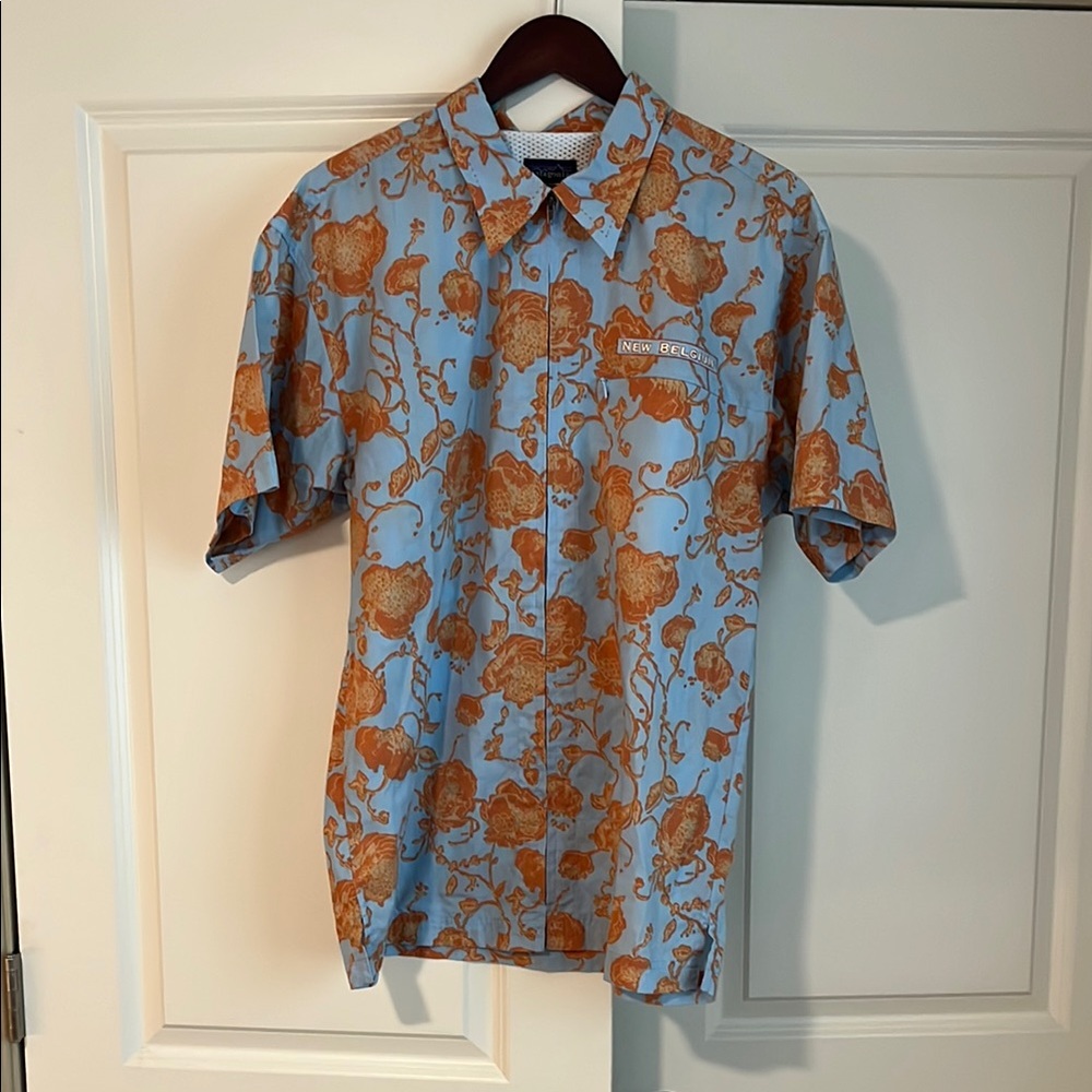 Patagonia New Belgium Blue and Orange Casual Button Down Shirt